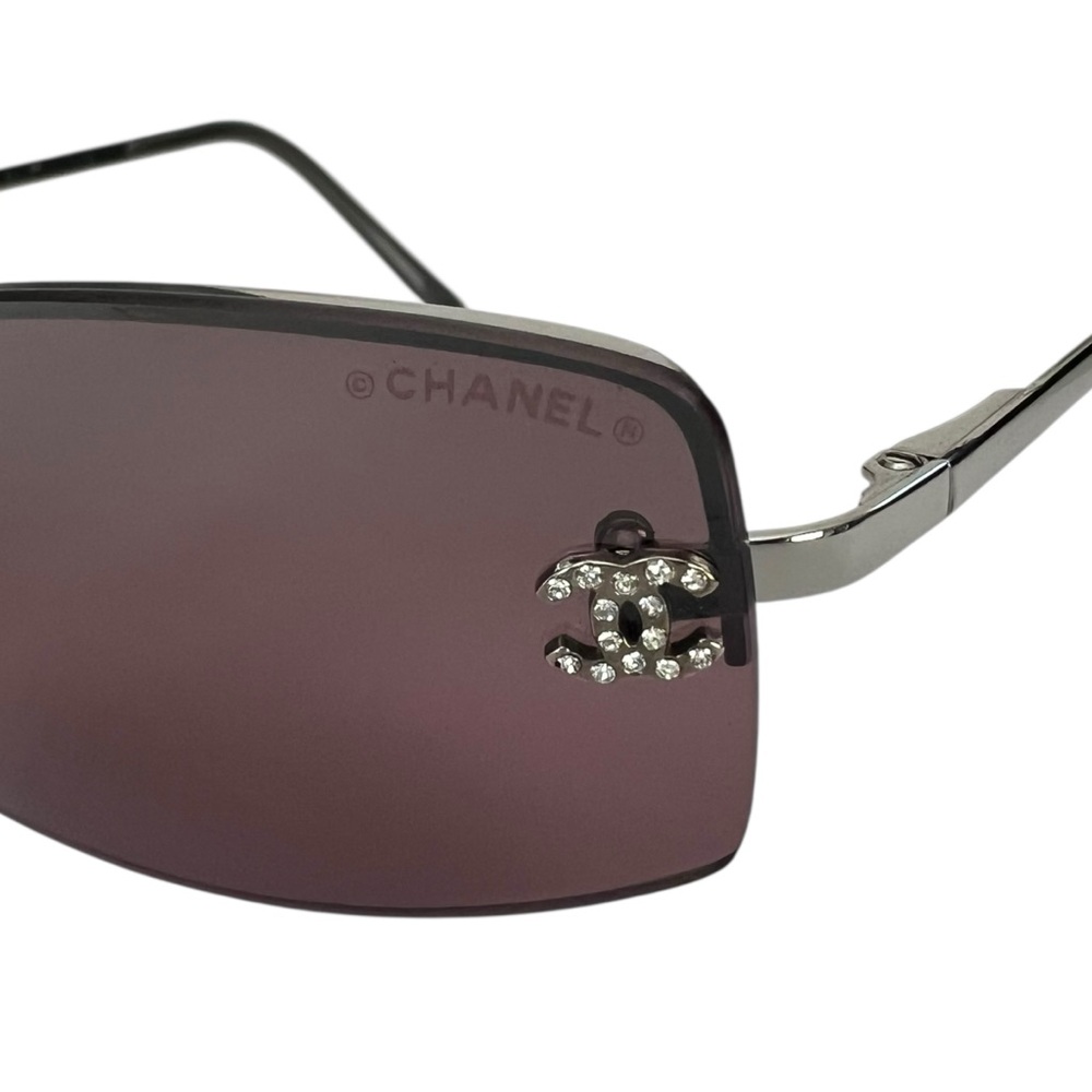Chanel CC Logo Rhinestone Rimless Sunglasses - Picture 4 of 10